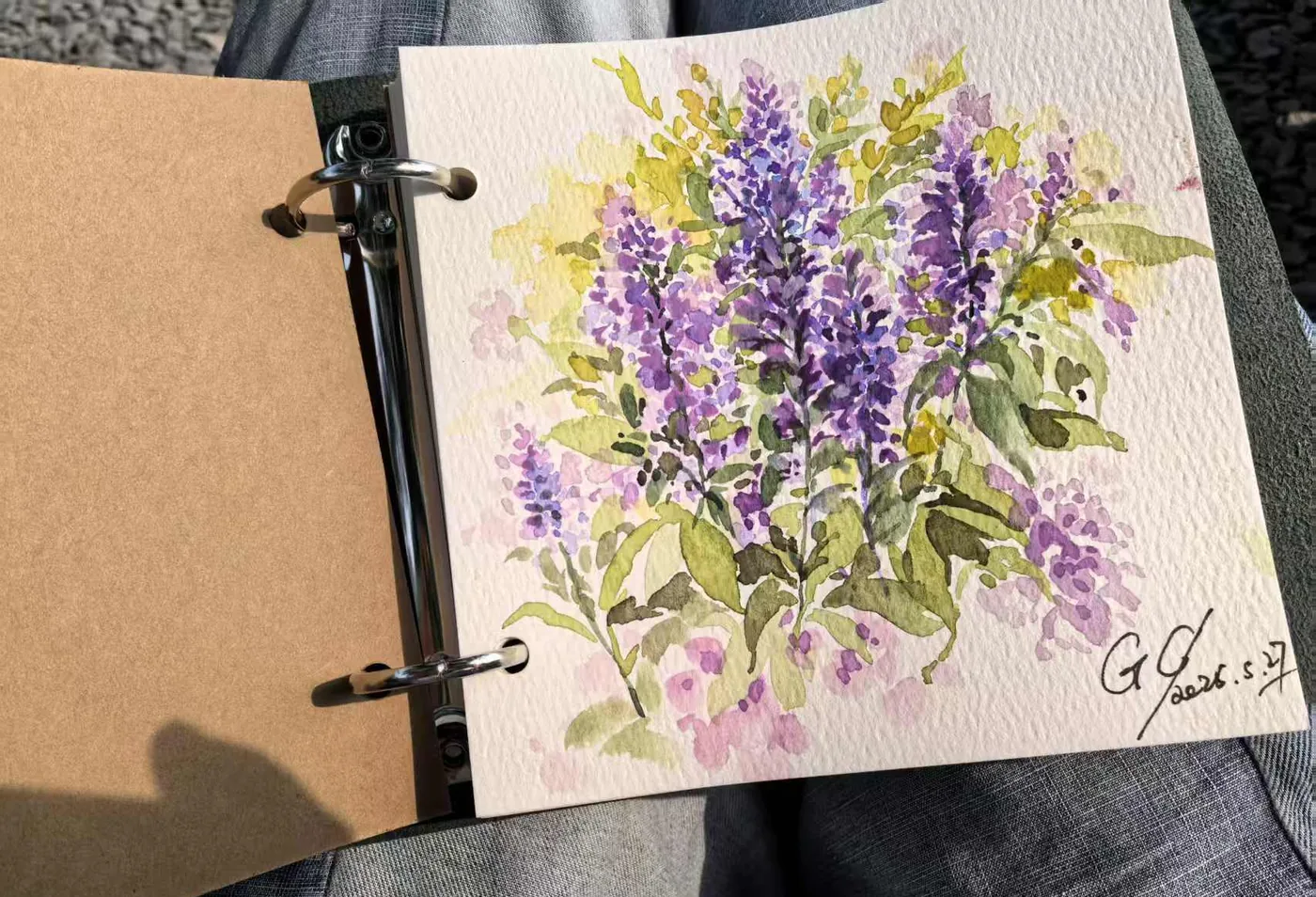 Designer's sketchbook with signed original watercolor study